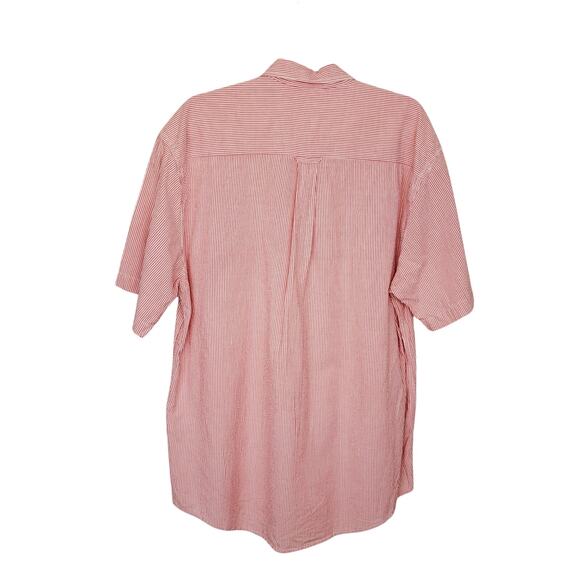 Vtg Eddie Bauer Red/White Stripe Seersucker Short Sleeve Button Down Shirt Sze M - Picture 6 of 8